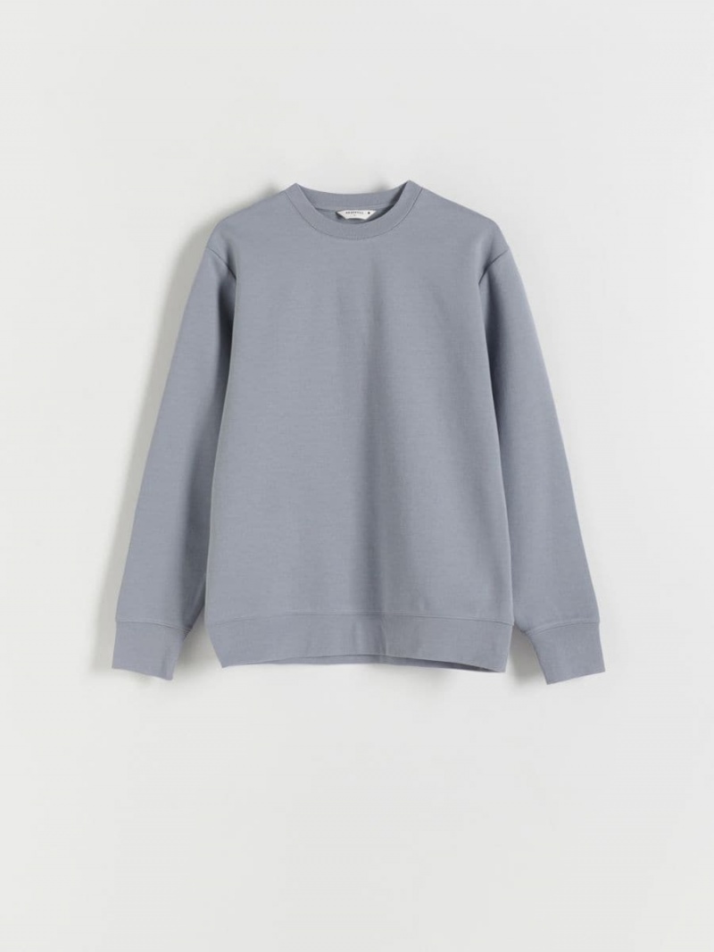 Reserved Plain cotton rich sweatshirt Głęboka Szare | BOKIRJM-91