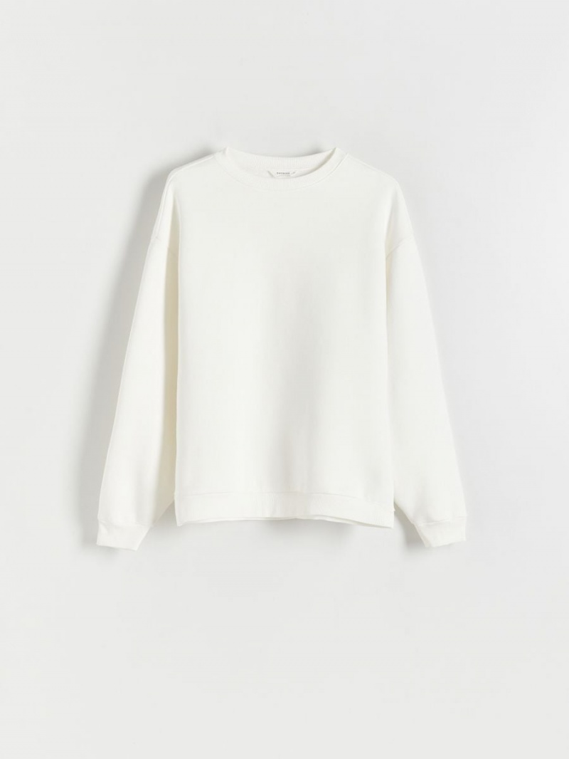 Reserved Plain cotton rich sweatshirt Ivory | JNHWGEY-56