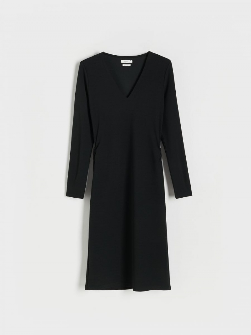 Reserved Plain midi dress Czarne | IEMAXJU-59