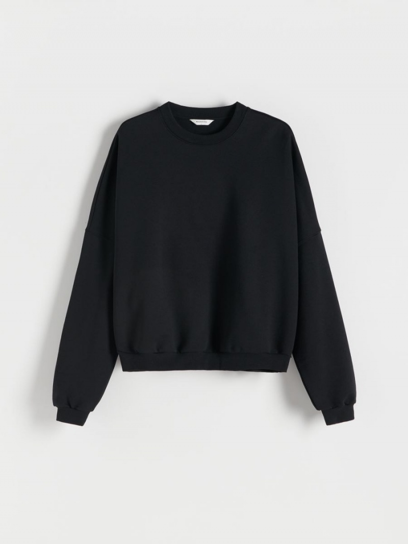 Reserved Plain oversized sweatshirt Czarne | XAGFBMJ-40