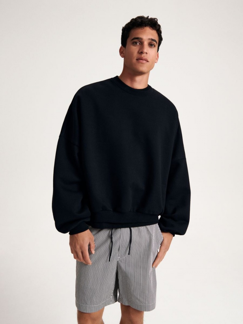 Reserved Plain oversized sweatshirt Czarne | XAGFBMJ-40