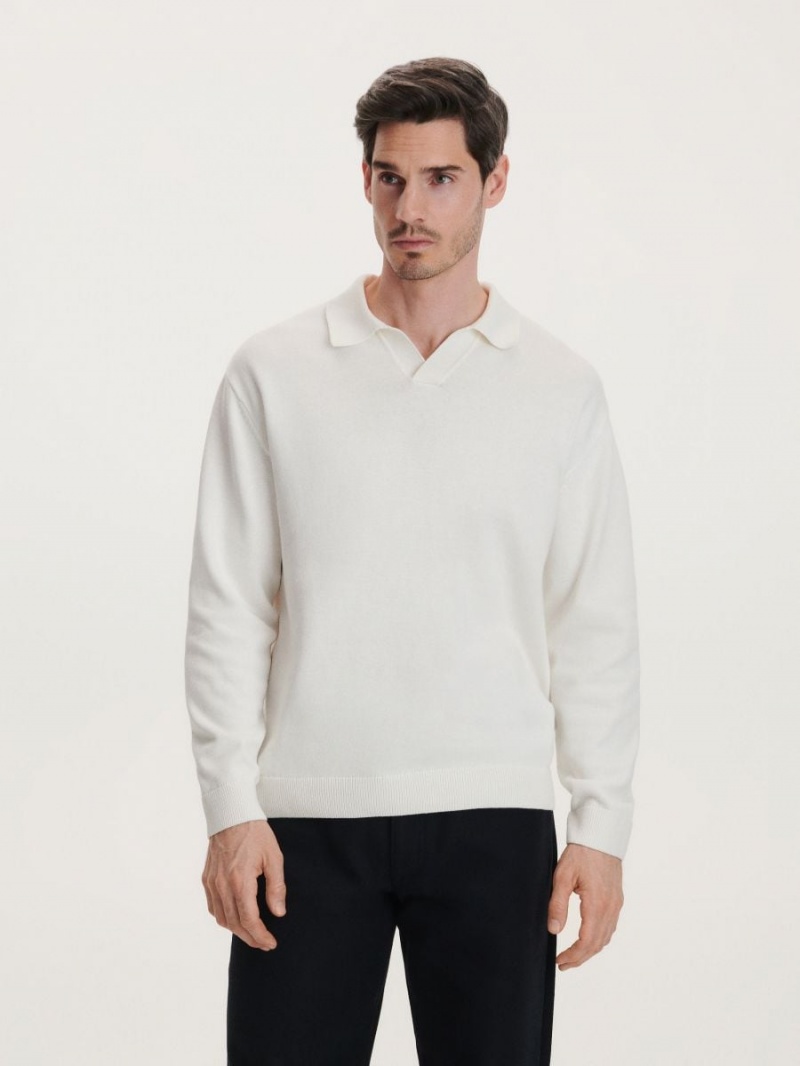 Reserved Plain polo shirt Ivory | WAUDCSL-53