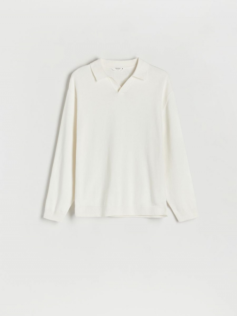 Reserved Plain polo shirt Ivory | WAUDCSL-53