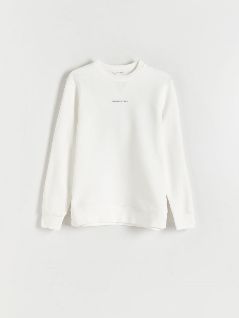 Reserved Printed sweatshirt Ivory | FAKHZVP-61