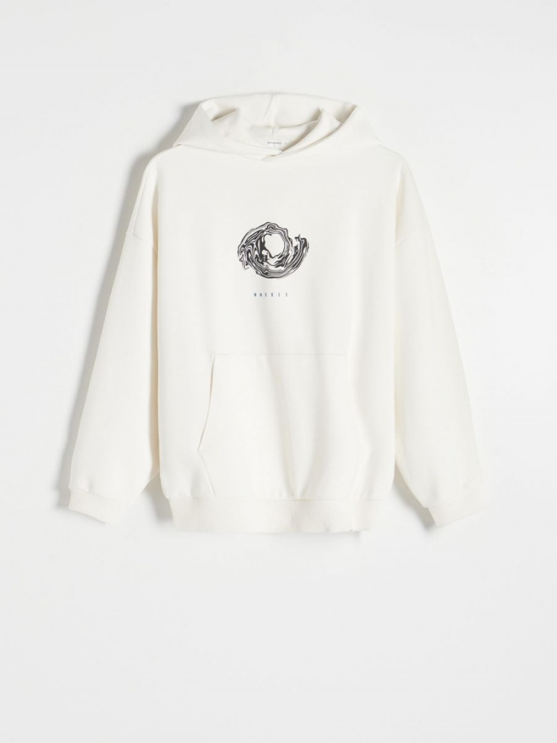 Reserved Printed sweatshirt Ivory | IKMOHTG-17