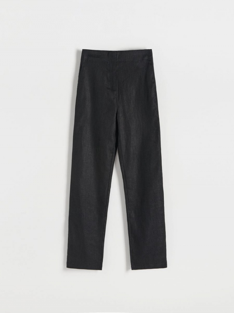 Reserved Ramie rich trousers Czarne | HOQLKTU-15