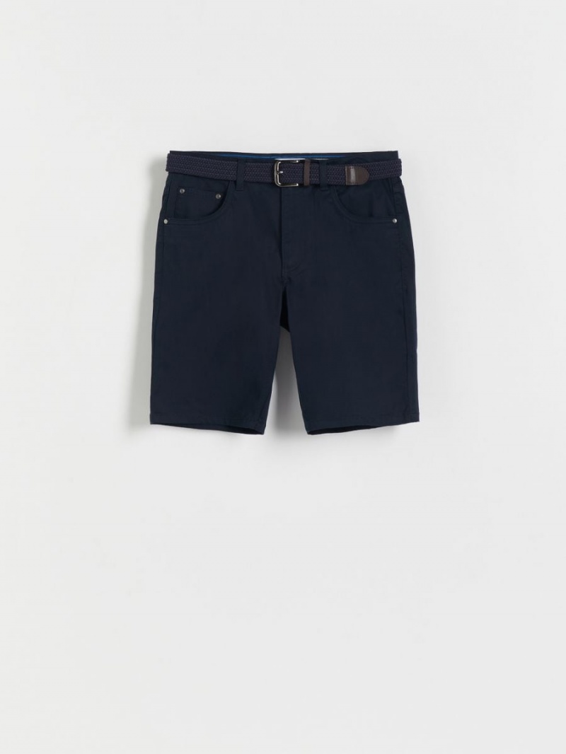 Reserved Regular carrot shorts with belt Granatowe | WALQUJK-45