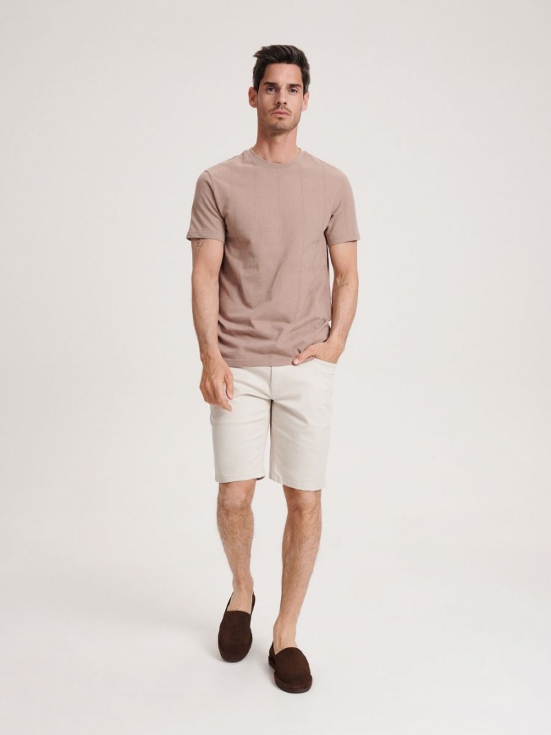 Reserved Regular carrot shorts with belt Beżowe | ELQAHZO-69