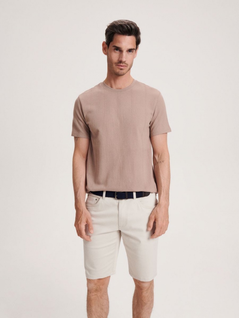 Reserved Regular carrot shorts with belt Beżowe | ELQAHZO-69