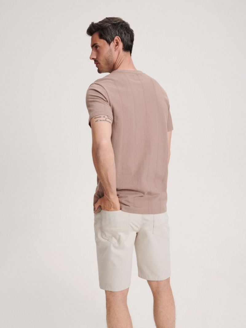 Reserved Regular carrot shorts with belt Beżowe | ELQAHZO-69