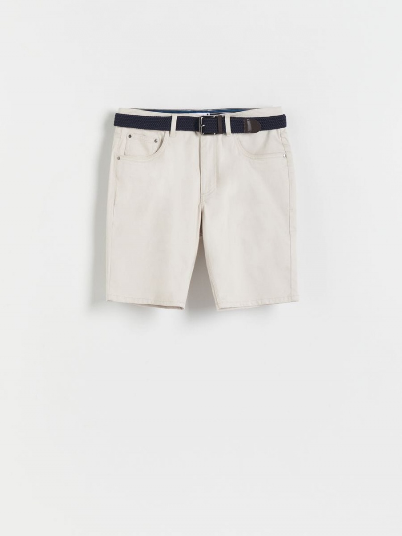 Reserved Regular carrot shorts with belt Beżowe | ELQAHZO-69