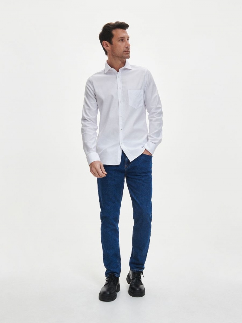 Reserved Regular fit Tencel™ Lyocell rich shirt Białe | PNJYAXU-27