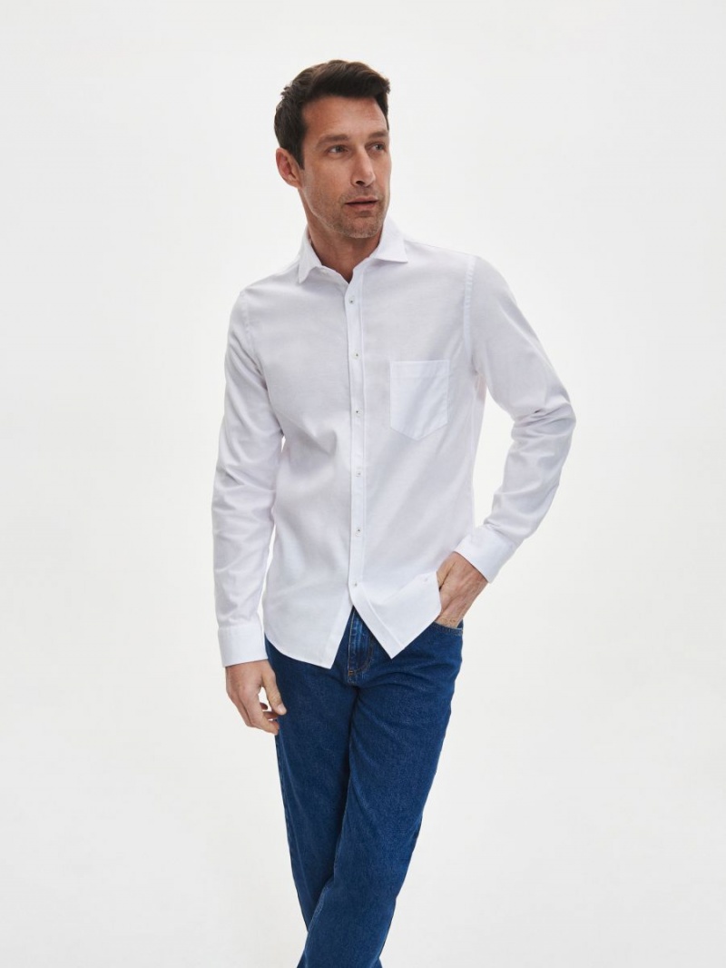 Reserved Regular fit Tencel™ Lyocell rich shirt Białe | PNJYAXU-27