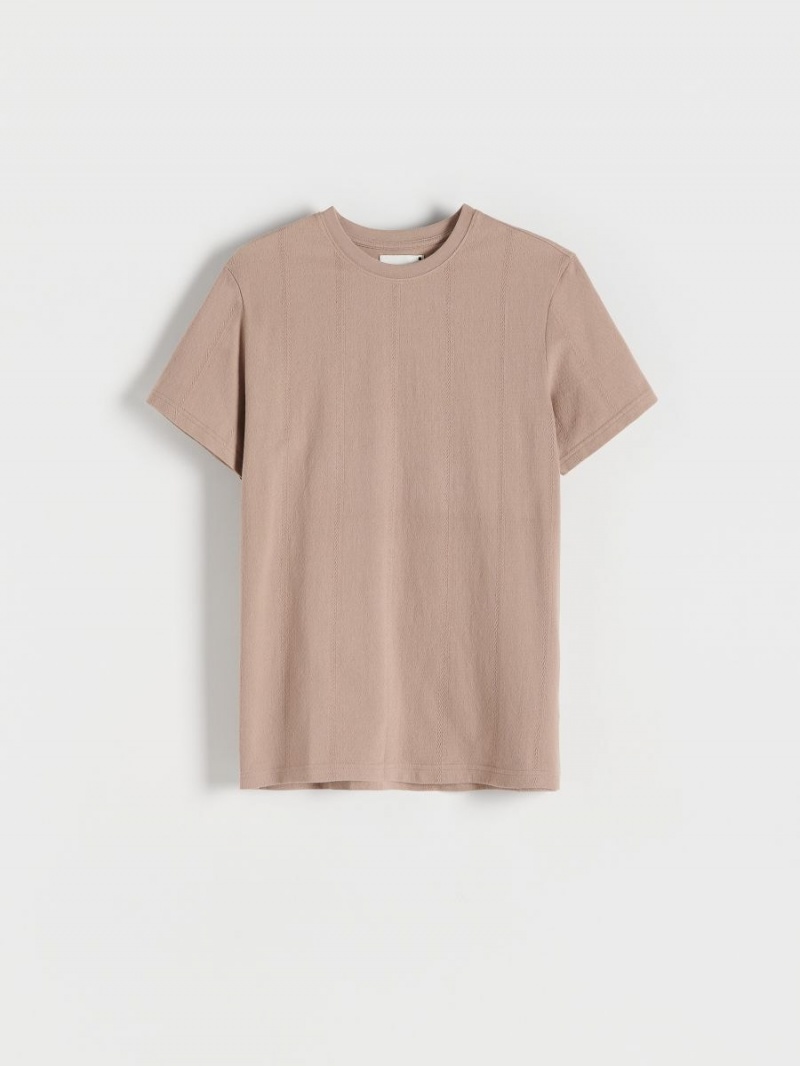 Reserved Regular fit T-shirt Beżowe | WZXPMNU-73