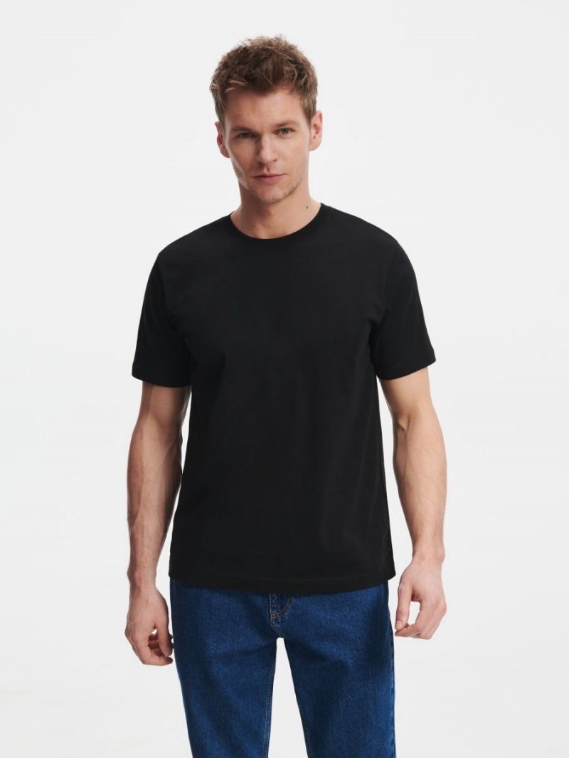 Reserved Regular fit T-shirt Czarne | EKMTRAP-40