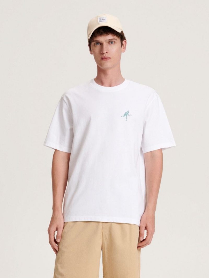 Reserved Regular fit T-shirt with print Białe | KWVUFRJ-95