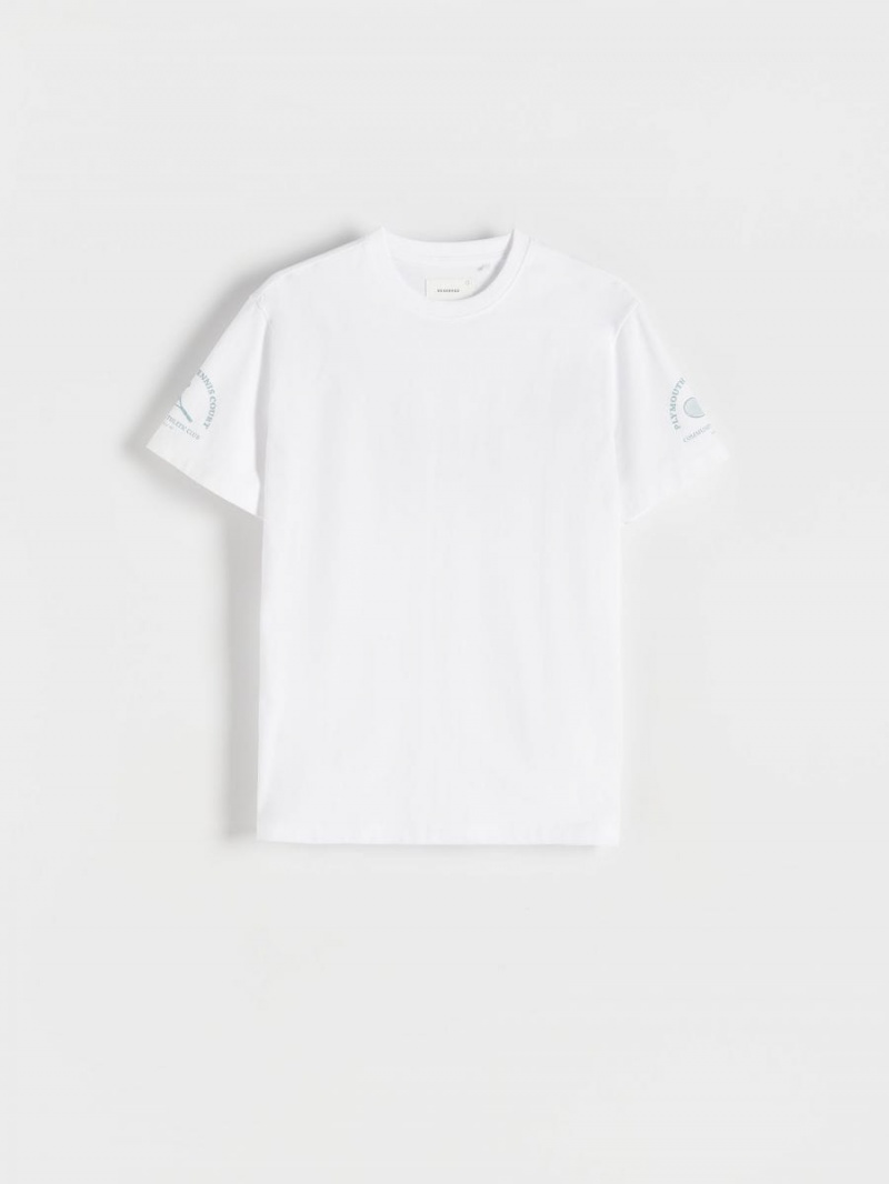 Reserved Regular fit T-shirt with print Białe | UMDSZEJ-91