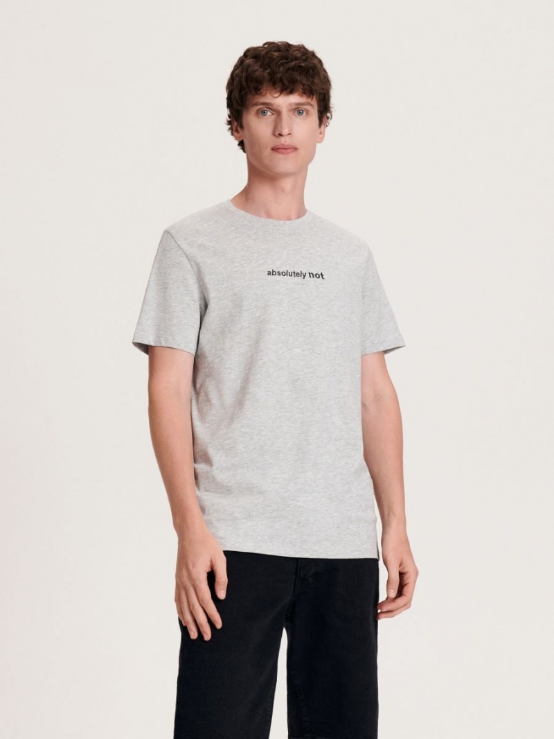 Reserved Regular fit T-shirt with print Głęboka Szare | ZDVLOGQ-09