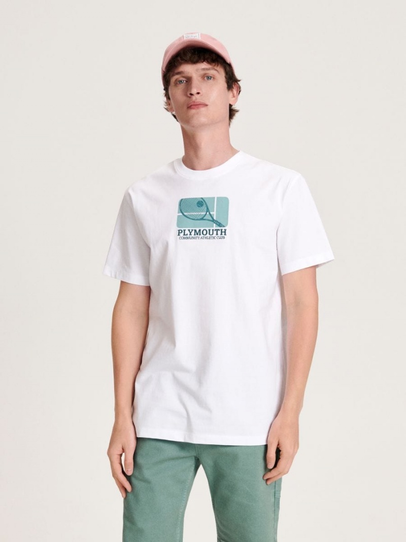 Reserved Regular fit T-shirt with print Ivory | ISPOJGM-93