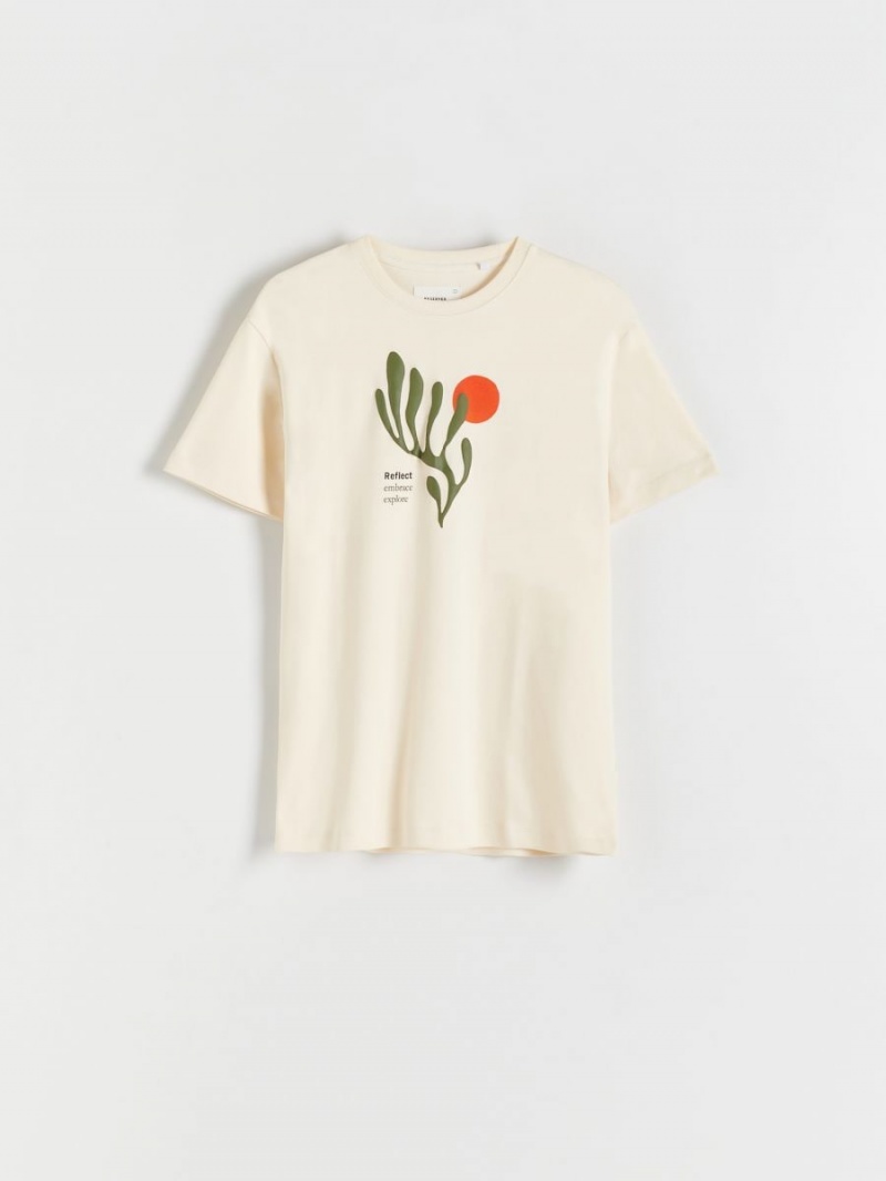 Reserved Regular fit T-shirt with print Ivory | UKREJAS-67