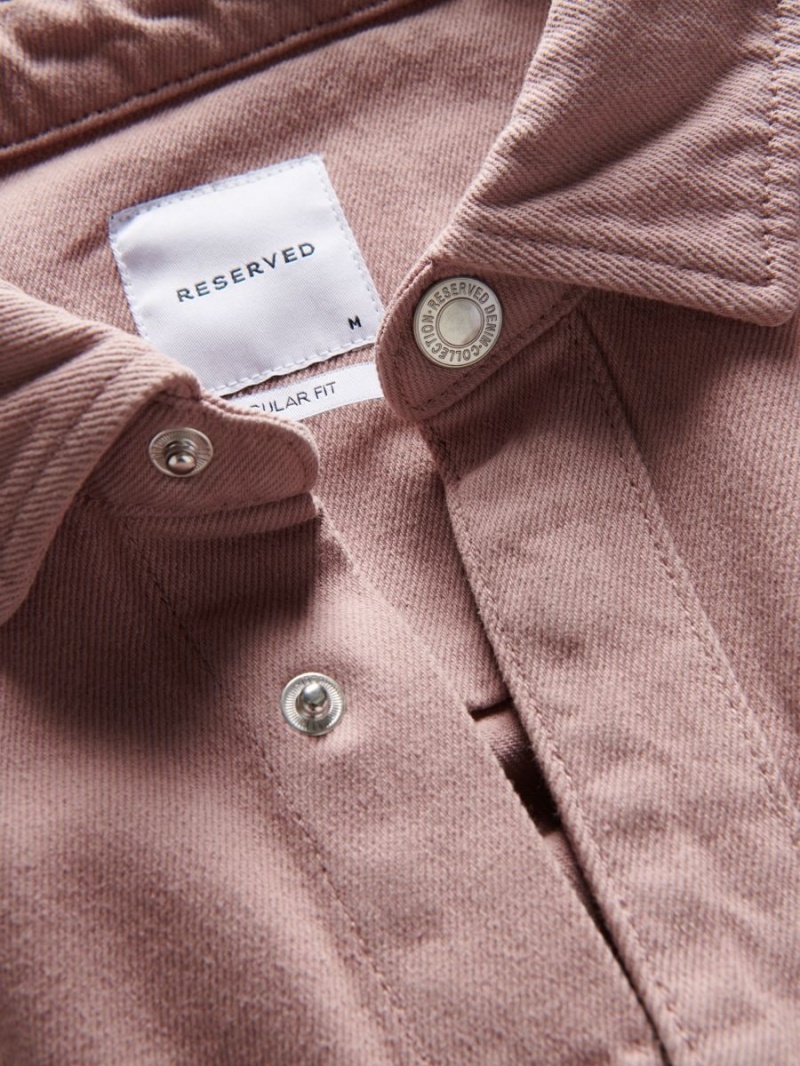 Reserved Regular fit denim shirt Różowe | DPIZRFY-13