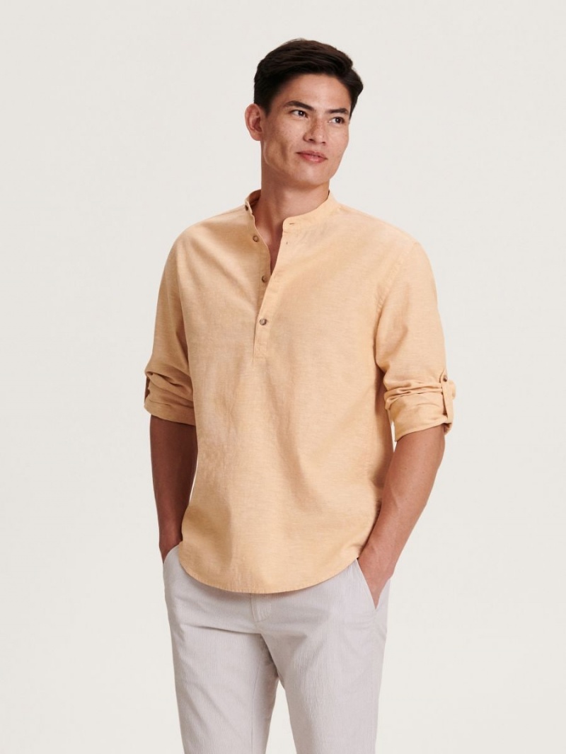 Reserved Regular fit linen blend shirt Beżowe | RWXMIJB-93