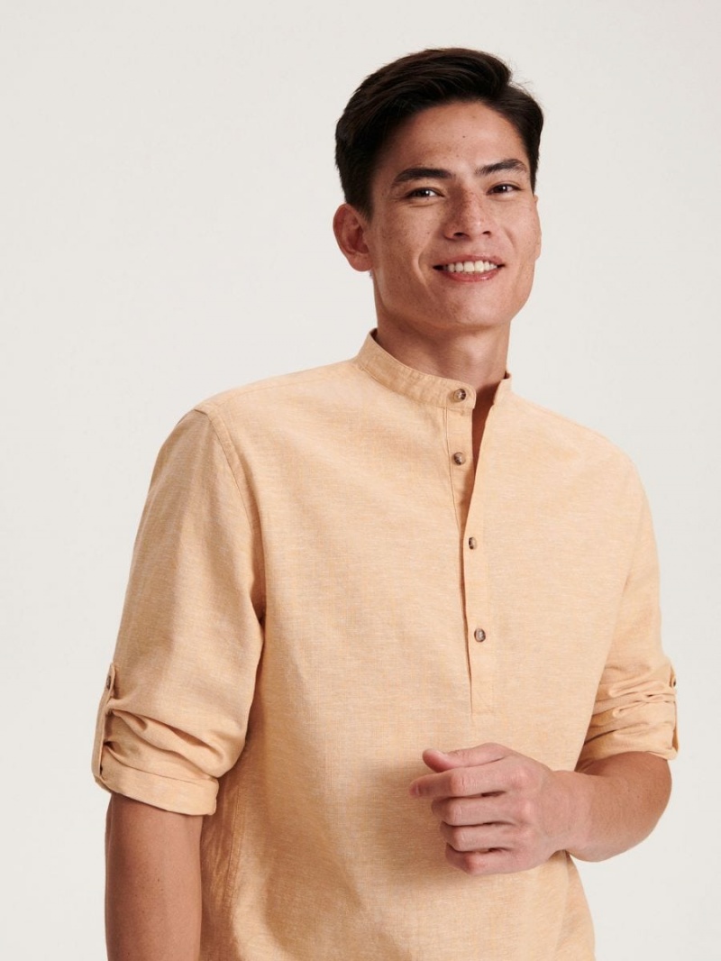 Reserved Regular fit linen blend shirt Beżowe | RWXMIJB-93