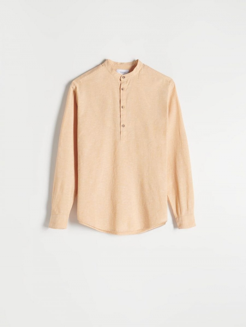 Reserved Regular fit linen blend shirt Beżowe | RWXMIJB-93