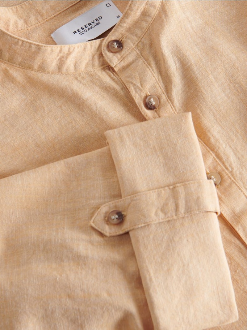 Reserved Regular fit linen blend shirt Beżowe | RWXMIJB-93