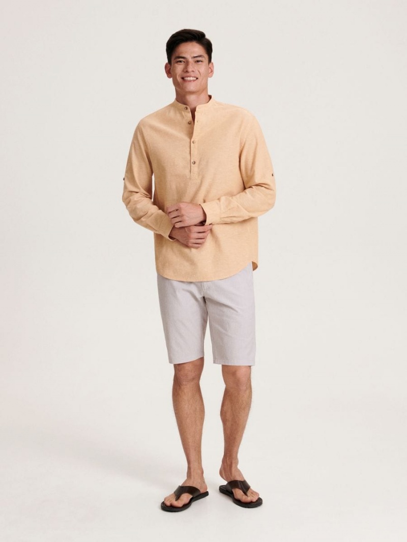 Reserved Regular fit linen blend shirt Beżowe | RWXMIJB-93