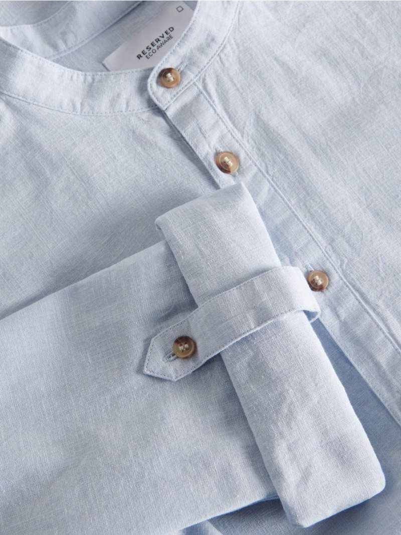 Reserved Regular fit linen blend shirt Niebieskie | ROIZGEX-49