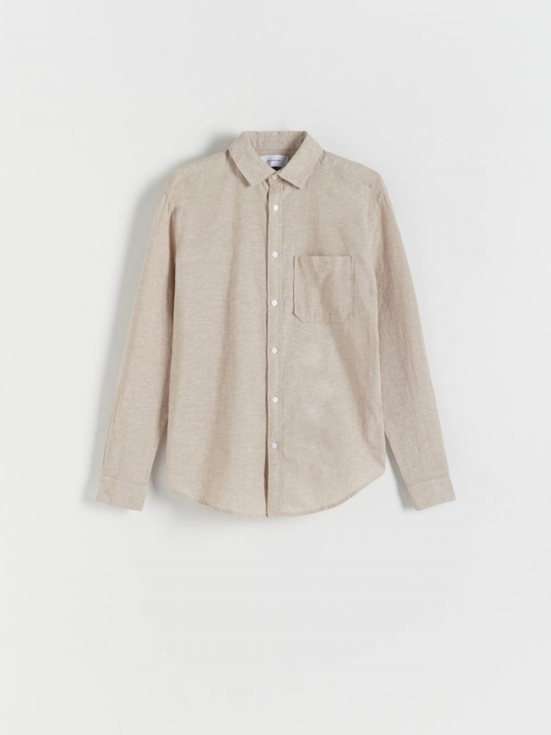 Reserved Regular fit linen rich shirt Beżowe | EZGXIYL-13