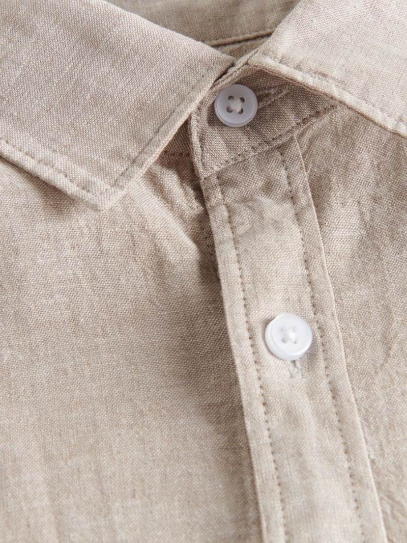 Reserved Regular fit linen rich shirt Beżowe | EZGXIYL-13