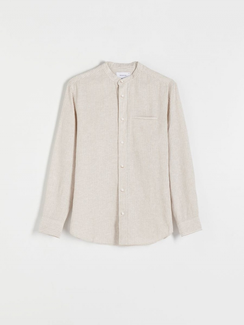 Reserved Regular fit linen rich shirt Beżowe | ZHTBSIQ-85