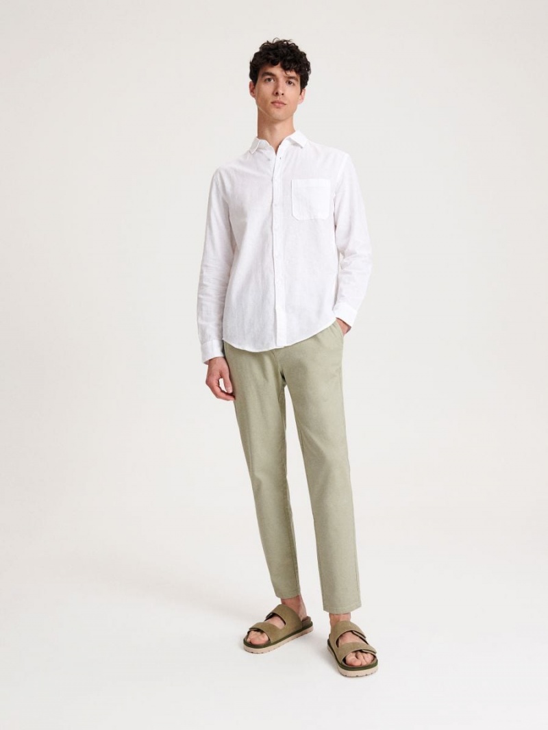 Reserved Regular fit linen rich shirt Białe | SNQAOFX-91