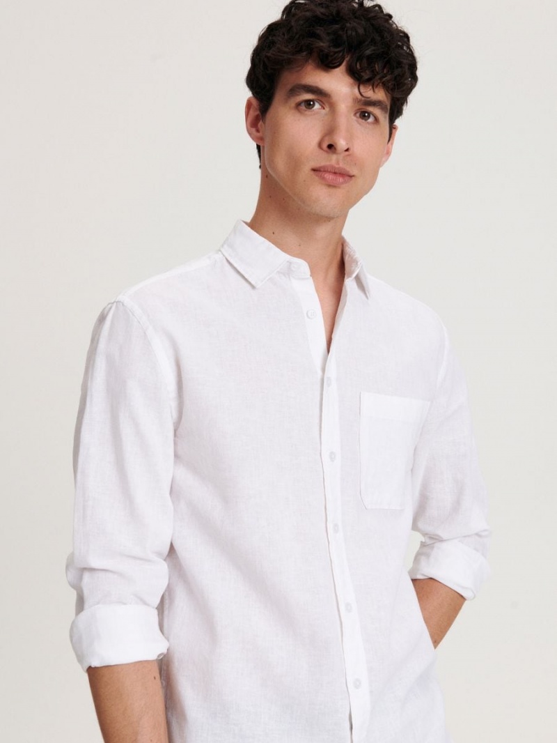 Reserved Regular fit linen rich shirt Białe | SNQAOFX-91