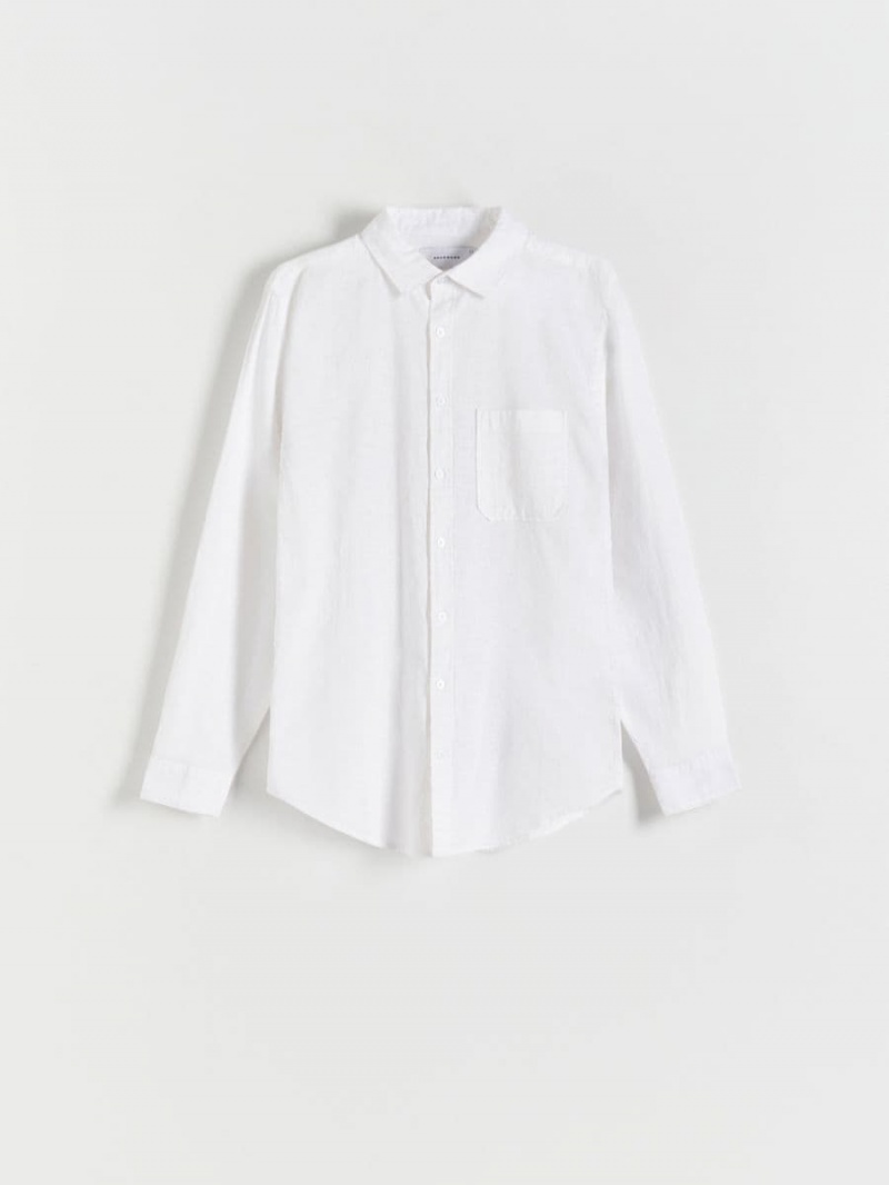 Reserved Regular fit linen rich shirt Białe | SNQAOFX-91