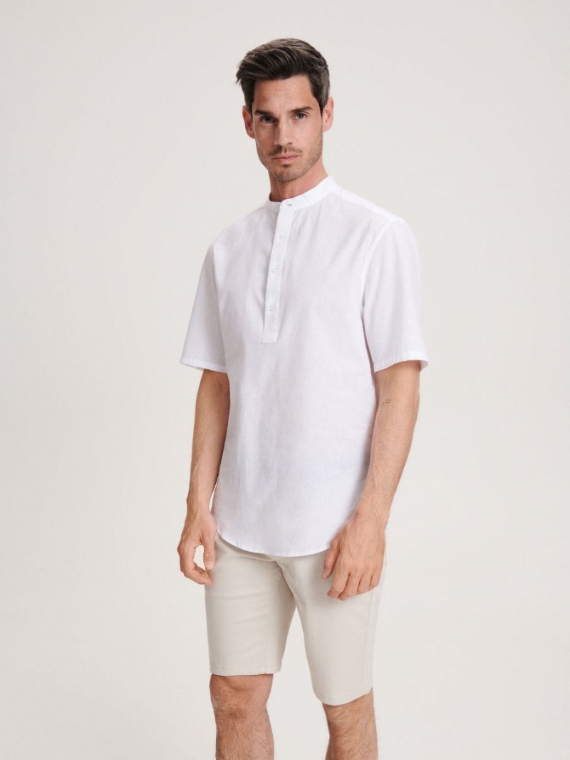 Reserved Regular fit linen rich shirt Białe | HDYUPBV-57