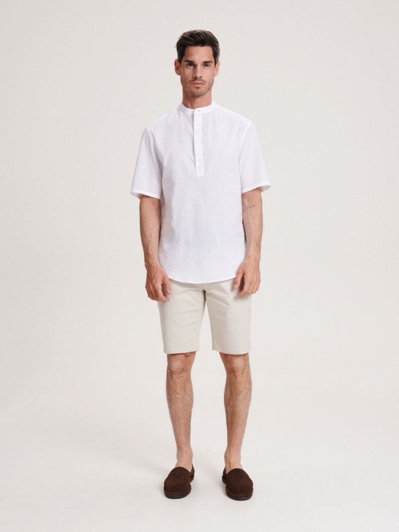 Reserved Regular fit linen rich shirt Białe | HDYUPBV-57