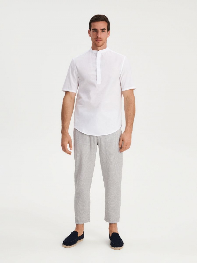 Reserved Regular fit linen rich shirt Białe | YVZKPDN-96