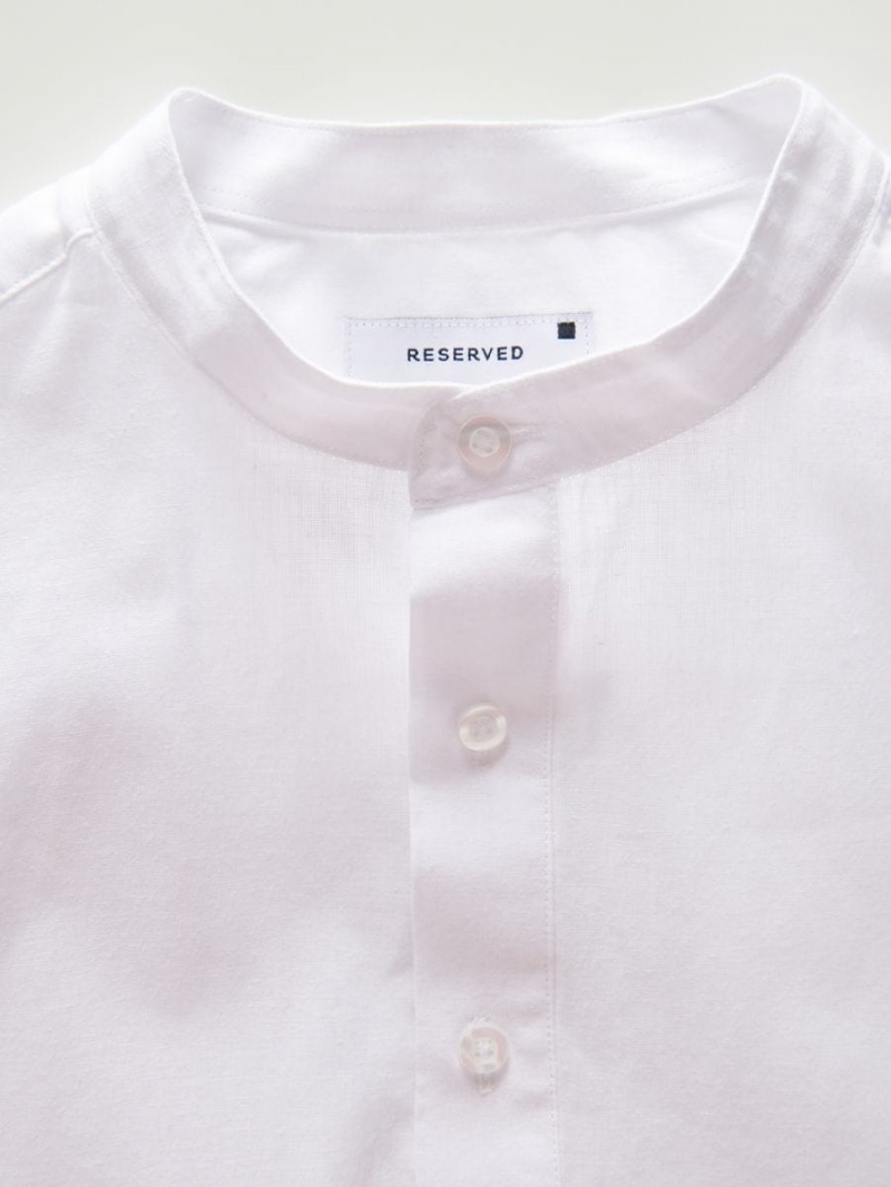 Reserved Regular fit linen rich shirt Białe | YVZKPDN-96