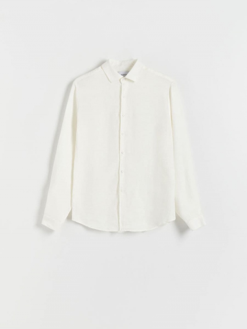 Reserved Regular fit linen shirt Ivory | XUIEROZ-08