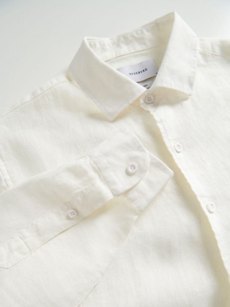 Reserved Regular fit linen shirt Ivory | XUIEROZ-08