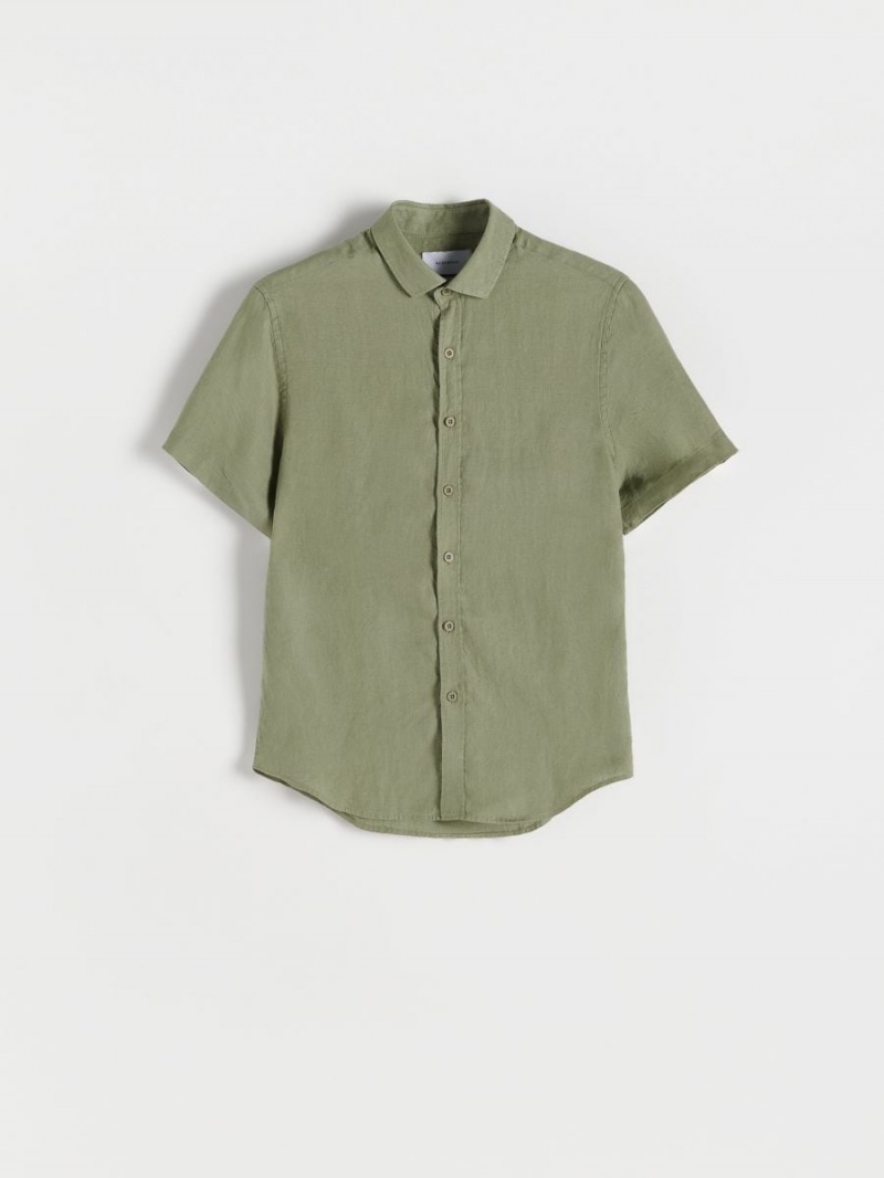 Reserved Regular fit linen shirt Khaki | NUJSTXZ-69