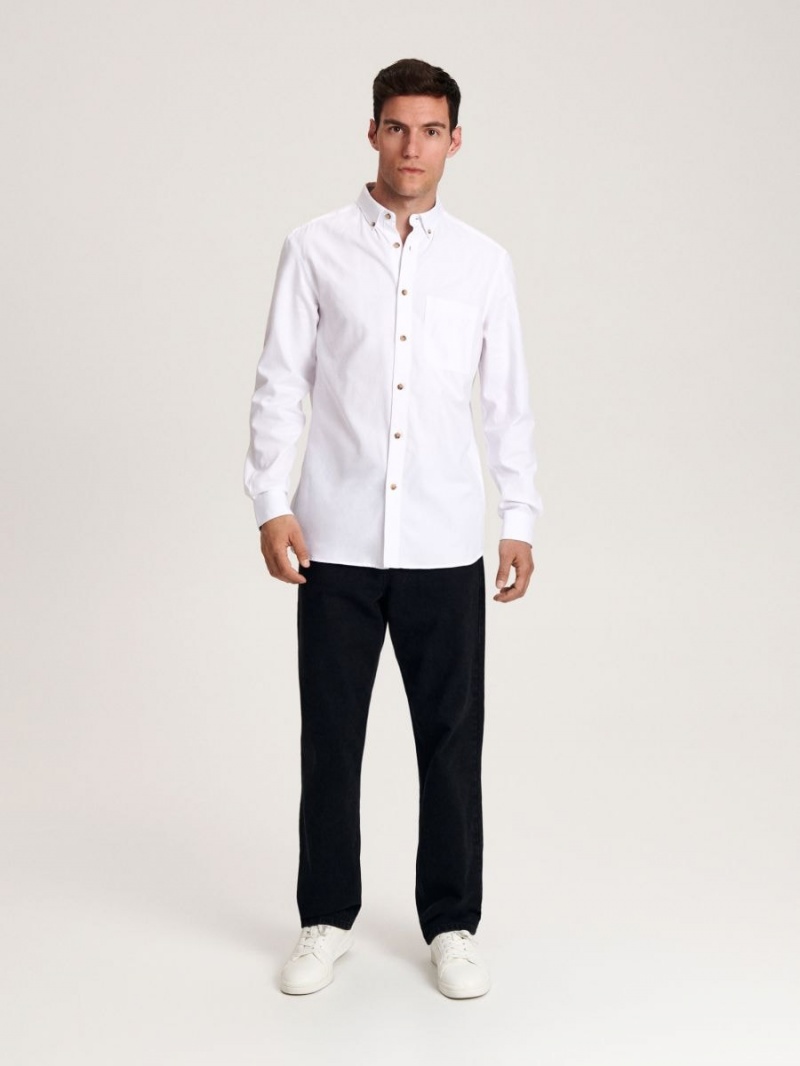 Reserved Regular fit plain shirt Białe | OFGTSCL-07