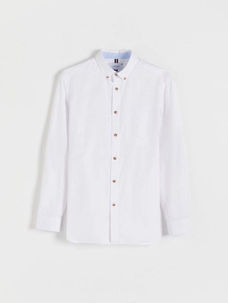 Reserved Regular fit plain shirt Białe | OFGTSCL-07