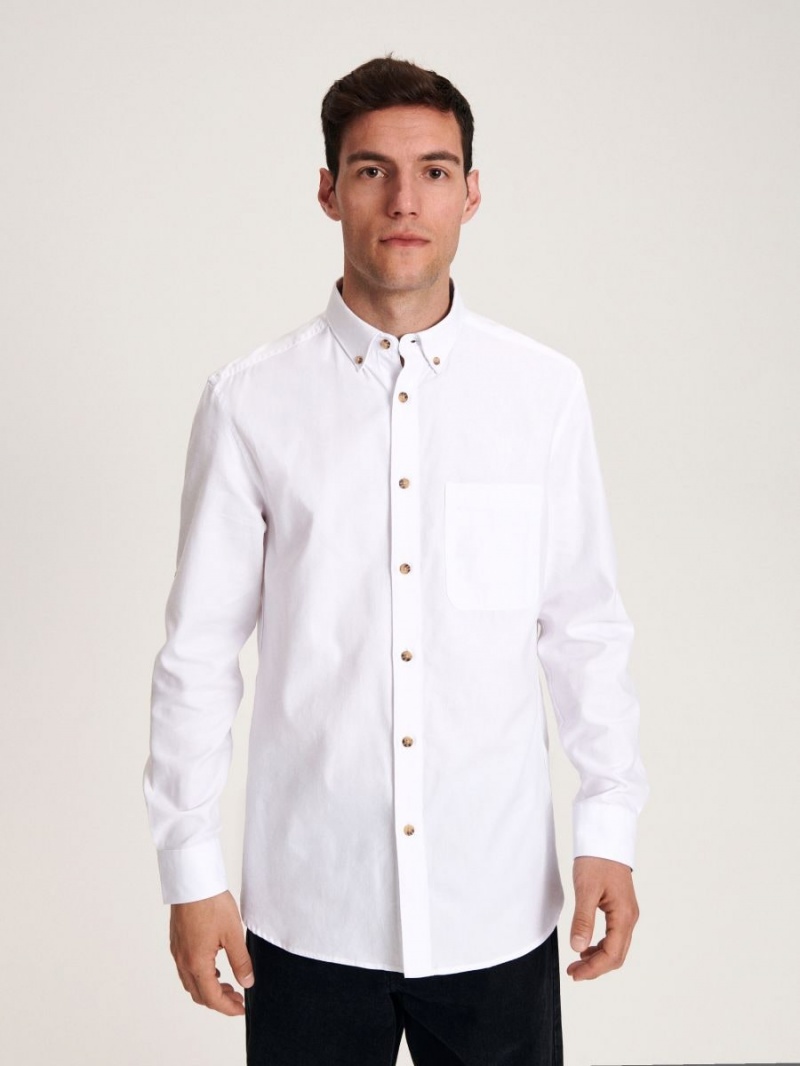 Reserved Regular fit plain shirt Białe | OFGTSCL-07