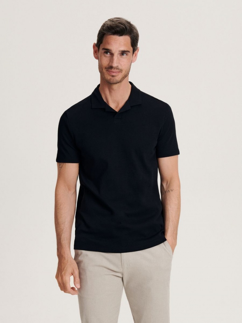 Reserved Regular fit polo shirt Czarne | LMWVJUB-83