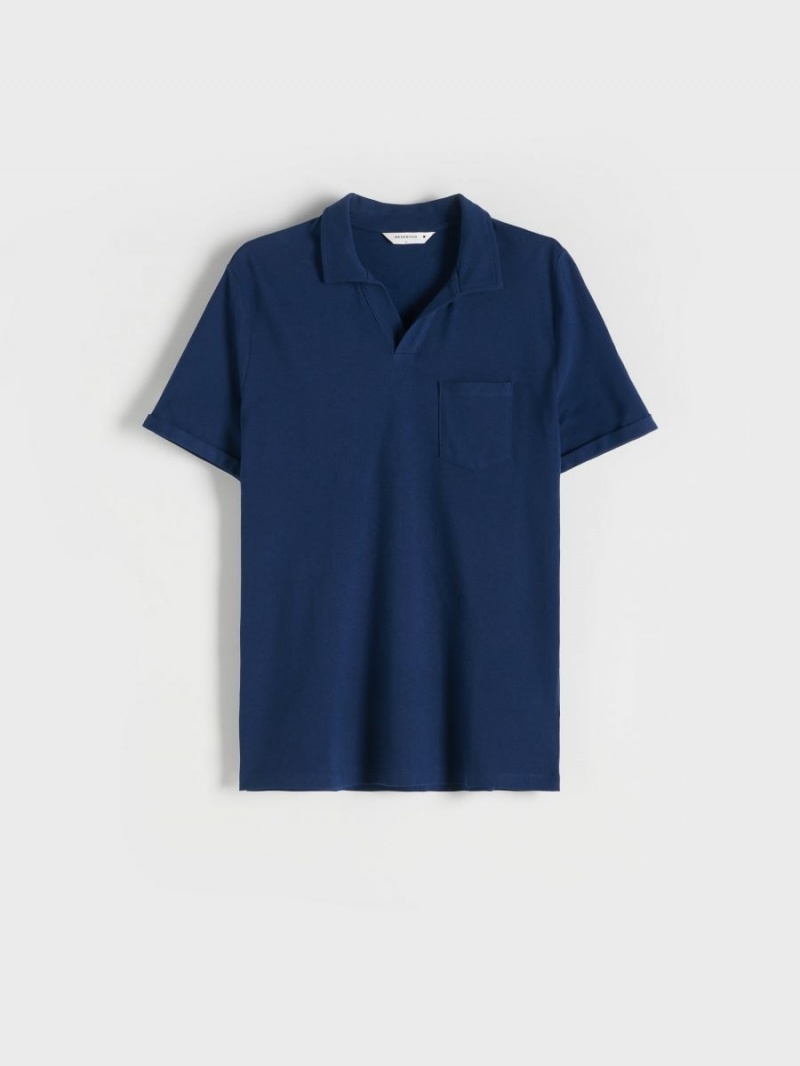 Reserved Regular fit polo shirt Granatowe | EFSKQYU-37