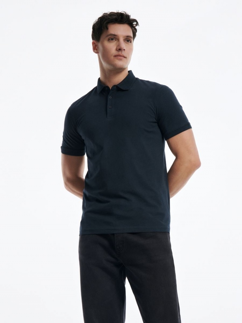 Reserved Regular fit polo shirt Granatowe | JELUBMC-68